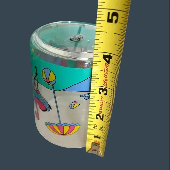 Retro Pink Flamingo Ice Bucket Barware Drink 10 Pc Set Tumbler Glasses Vintage - Picture 14 of 16